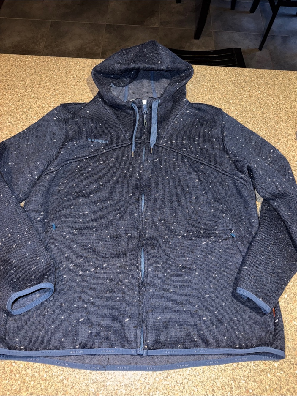 Mammut Men's Navy Speckled Full-Zip Hooded Jacket